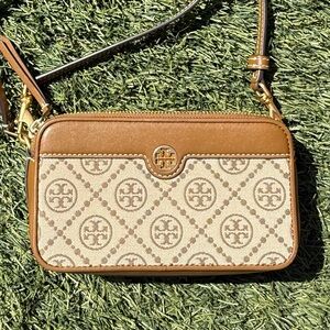 Tory Burch Brown and Cream Patterned Crossbody Bag